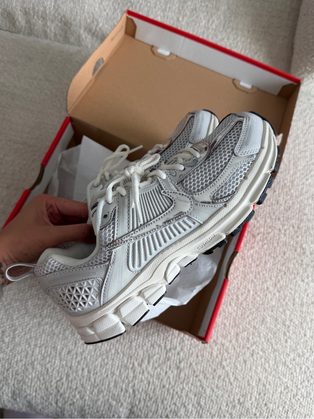 Women’s Nike Vomero 5 White Mesh Athletic Sneakers